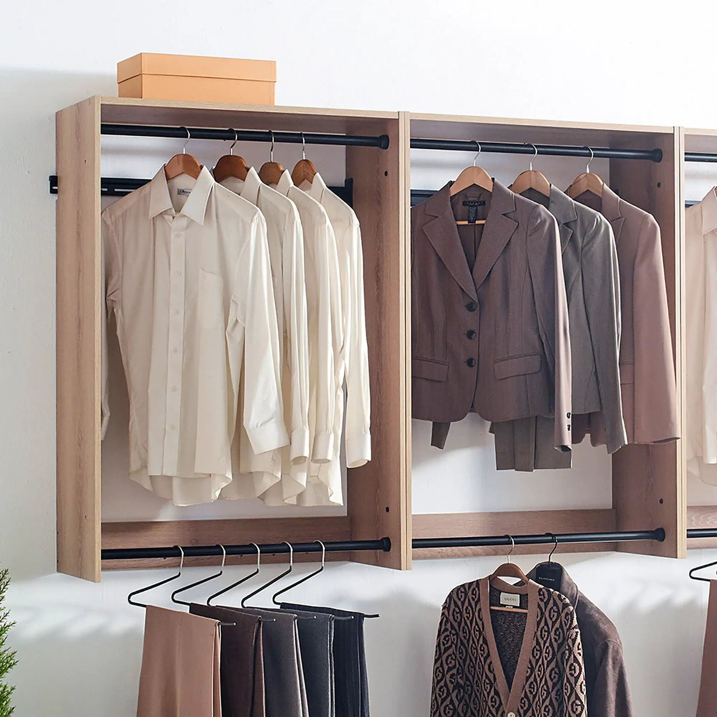 Devi - Wall Mounted Wood Closet System, Modular Units by HouseOfZazla