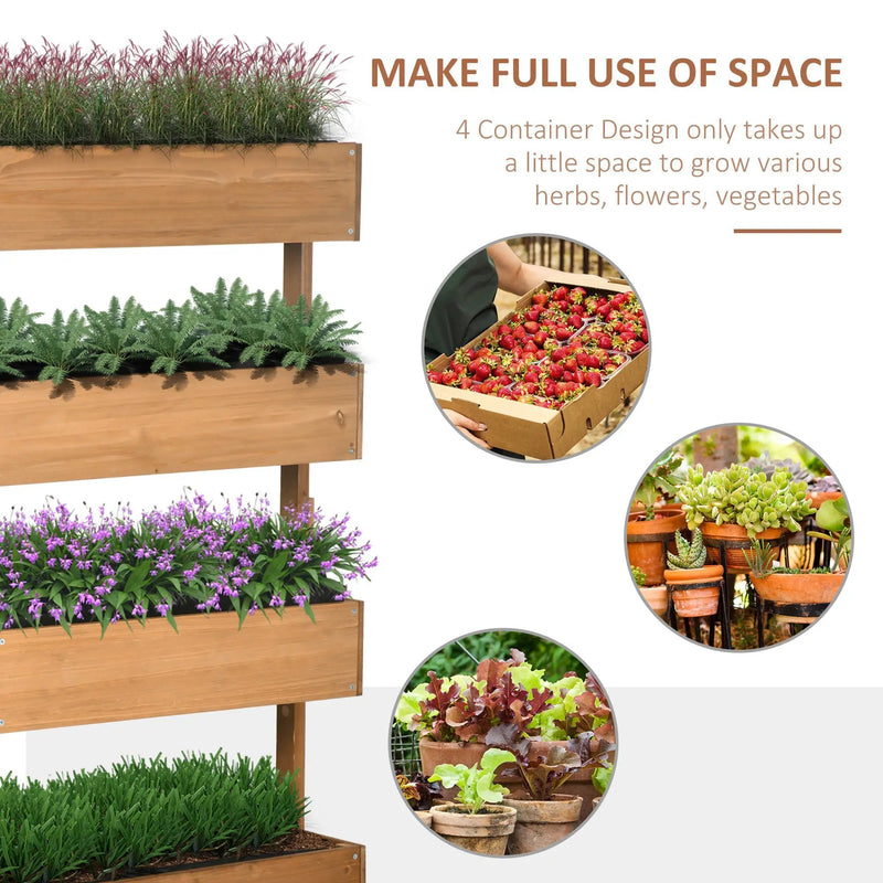 Outsunny Vertical Garden Planter - Wooden 4 Tier Planter Box by HouseOfZazla