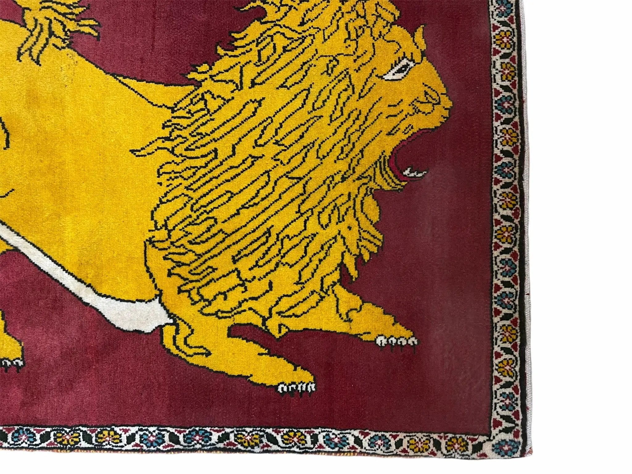 Persian Gabbeh Rug 3x4, Lion Pictorial, Red by Jewel Rugs