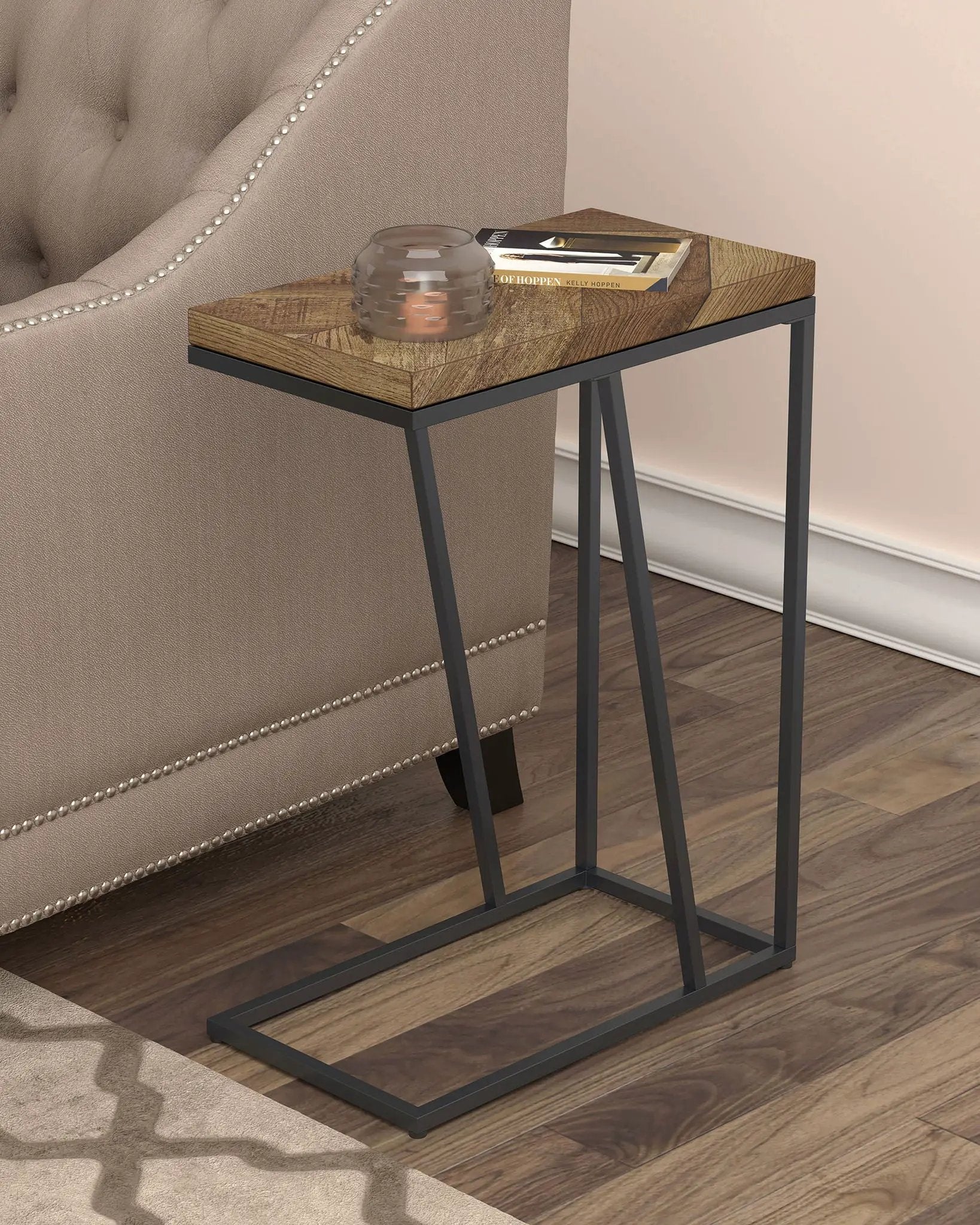 Sergio Engineered Wood C-Shaped Side Table Rustic Tobacco by Unique Piece Furniture