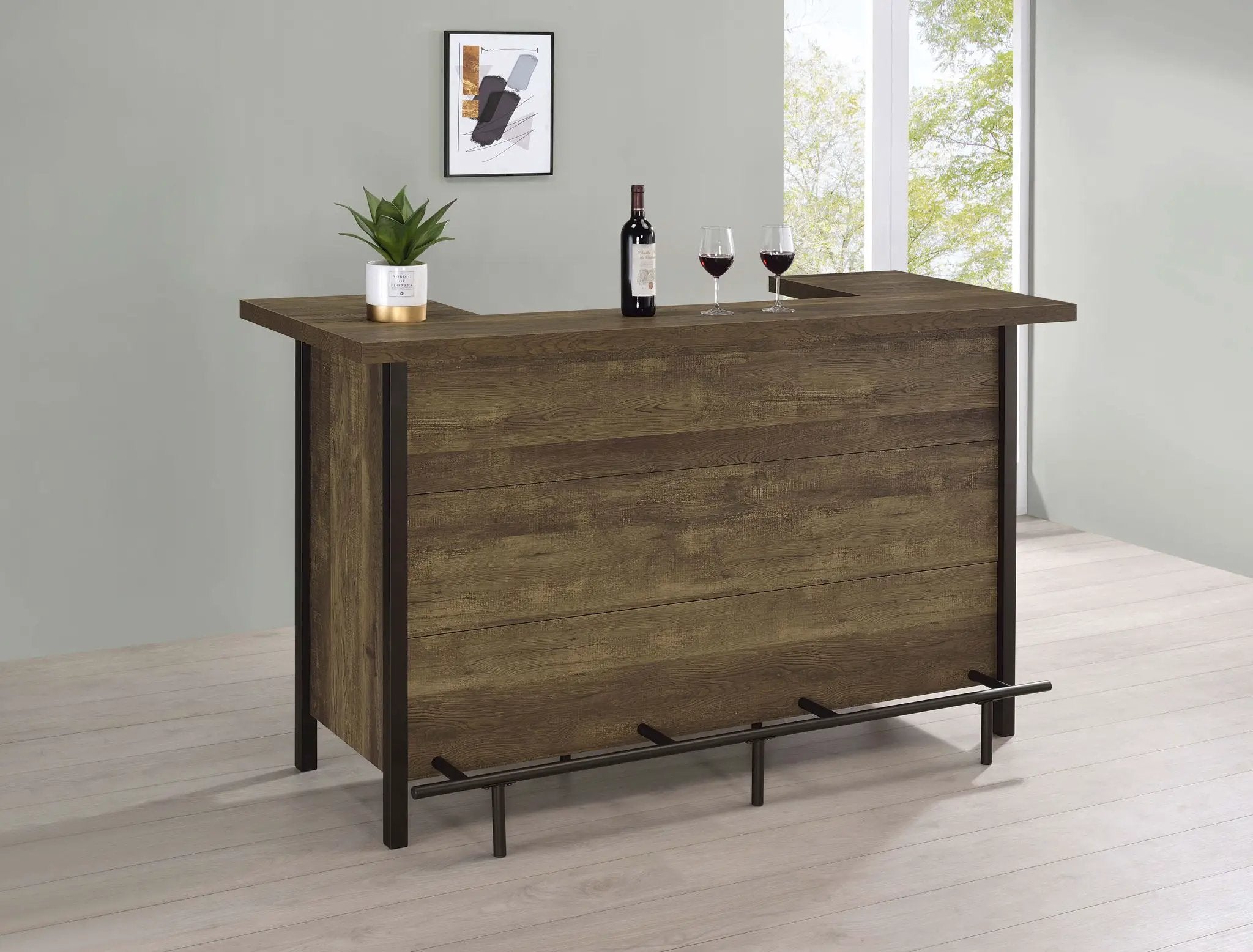 Bellemore Freestanding Home Bar Wine Cabinet Rustic Oak by Unique Piece Furniture