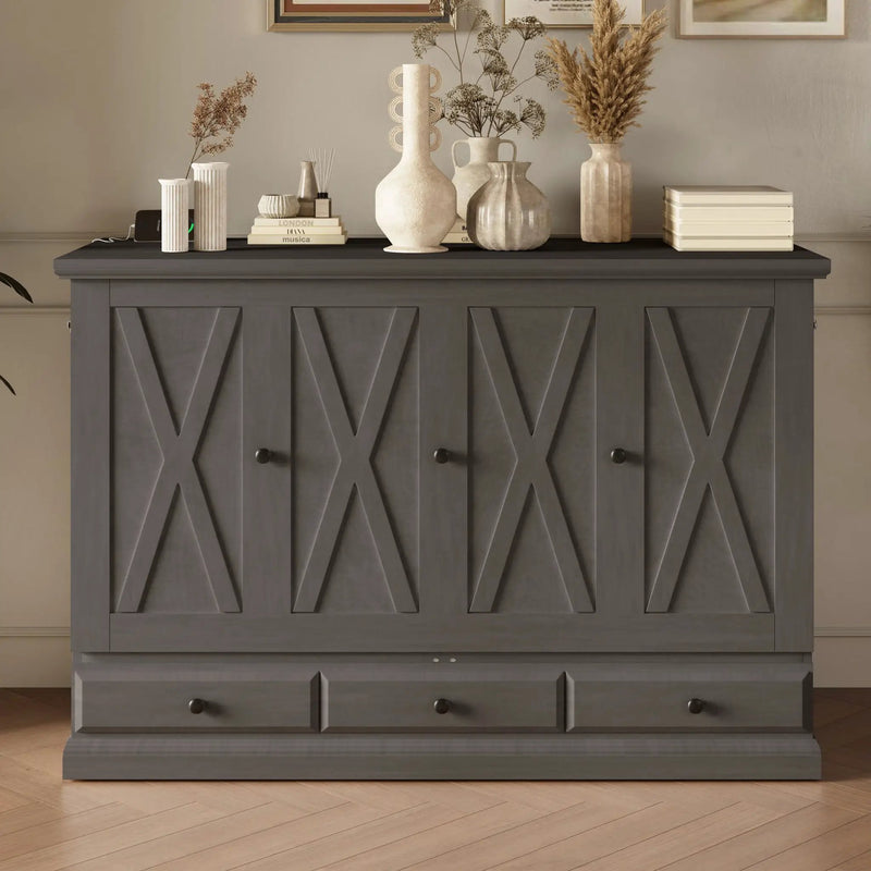Murphy Bed Chest Cube Cabinet With Charging Station And Large Storage Drawer by HouseOfZazla