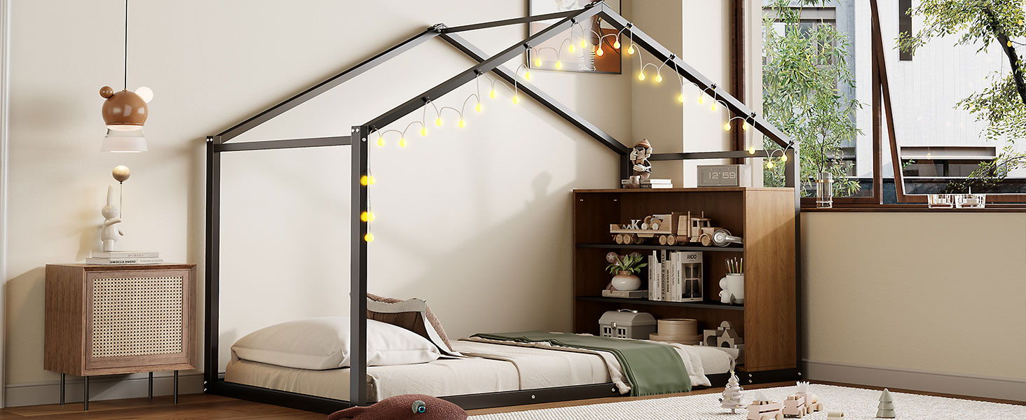 Bed House Frame With Shelves And Lights by HouseOfZazla