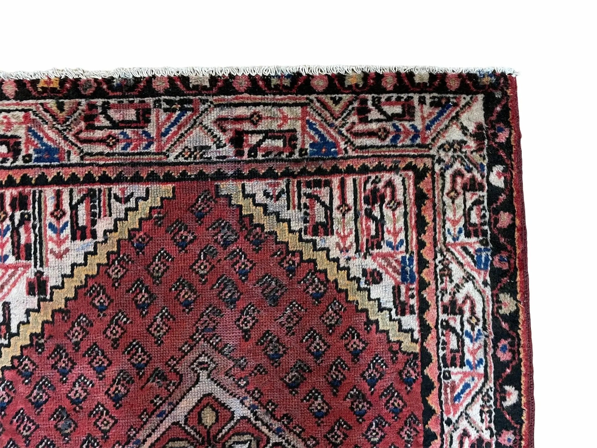 4x6 Antique Rug Handmade Wool Rug Organic Dyes Red Ivory Red Tribal Rug Boho Rug by Jewel Rugs
