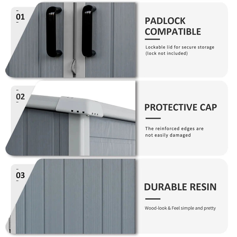 Outdoor Storage Shed Waterproof Resin Cabinet With Lockable Doors For Bikes And Patio Furniture - Gray by HouseOfZazla
