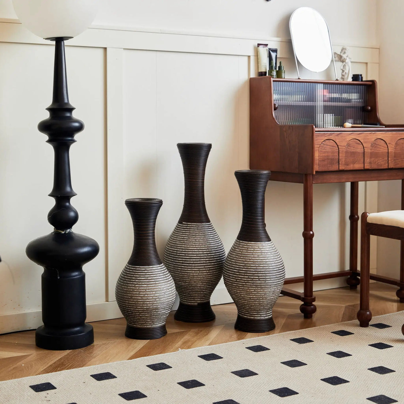 Tall Designer Floor Vase With Elegant 2 Tone by HouseOfZazla