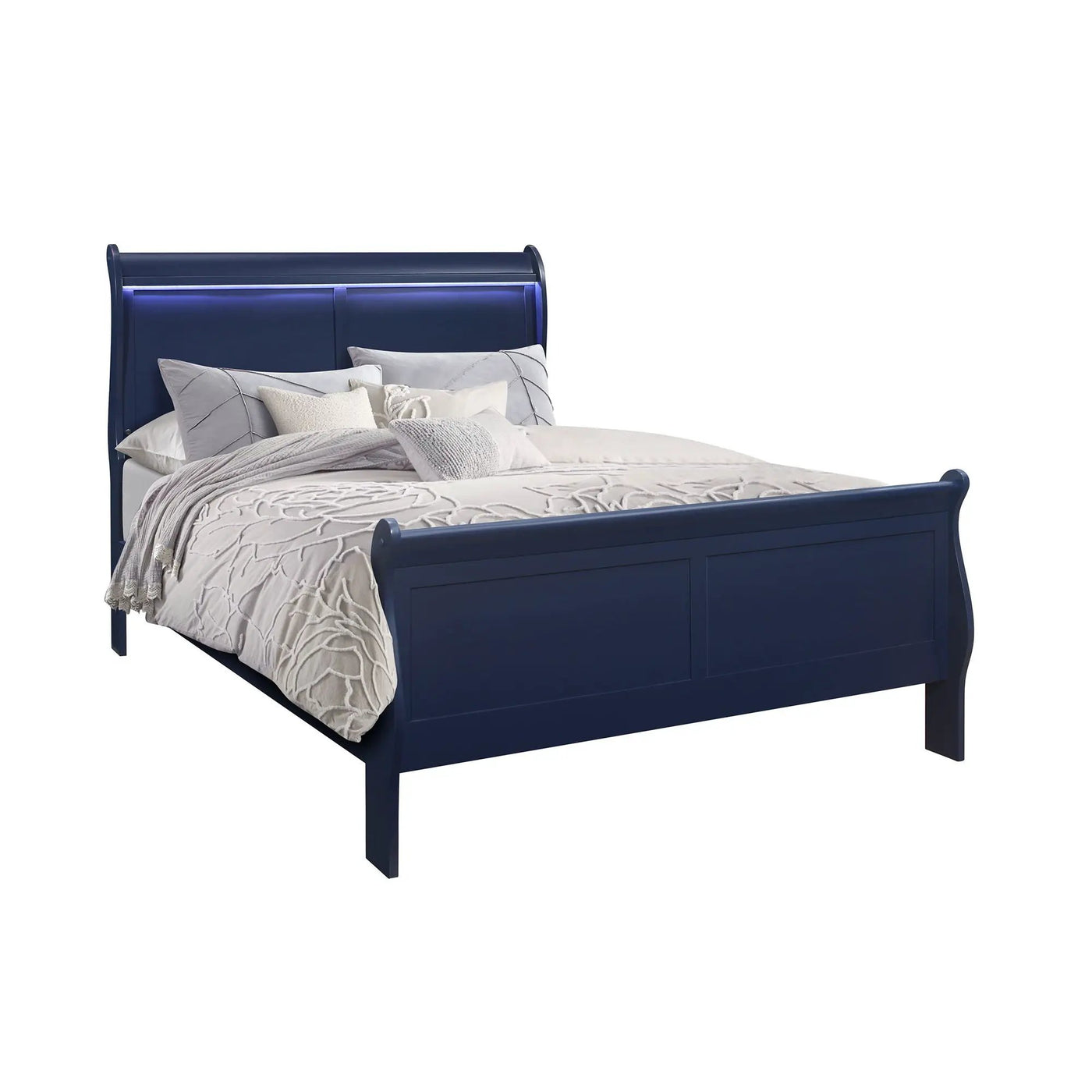 Charlston - Modern Sleigh Design Bed With LED by HouseOfZazla