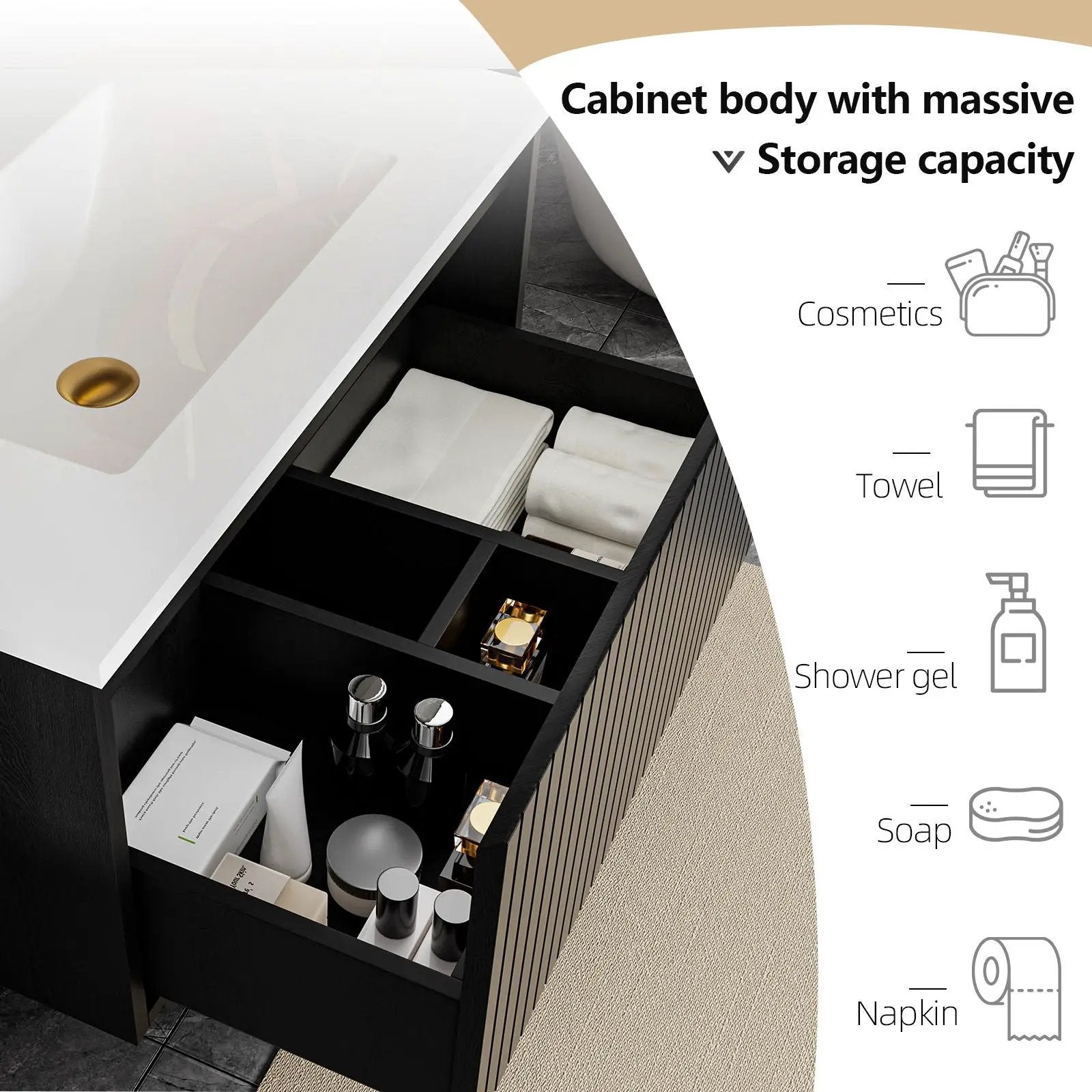 Wall Mounted Floating Bathroom Vanity With Sink And Drawers