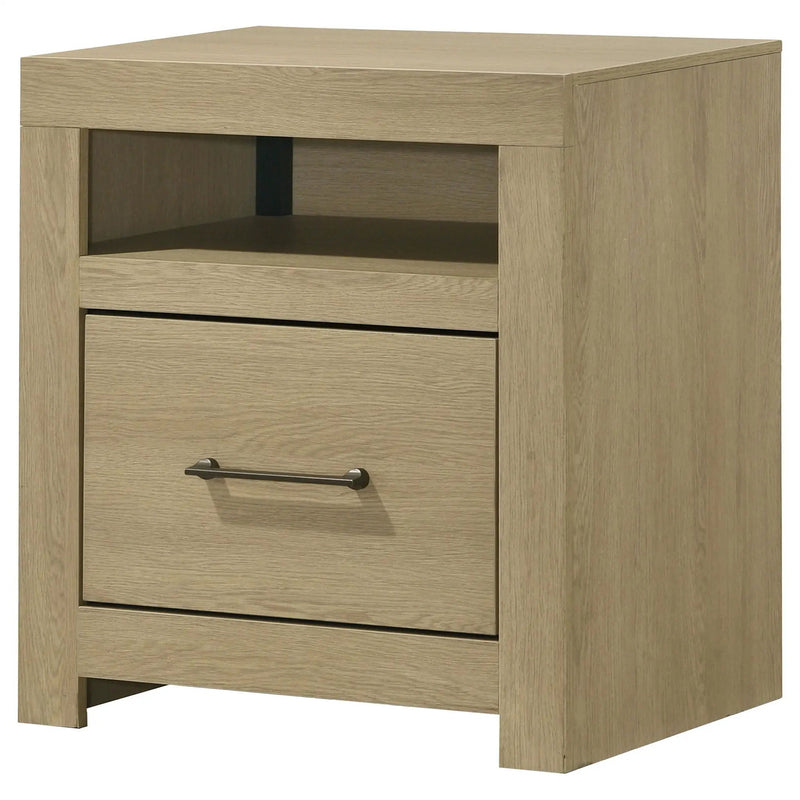 Hendricks 1-drawer Nightstand Bedside Table with Cubby Light Oak by Unique Piece Furniture