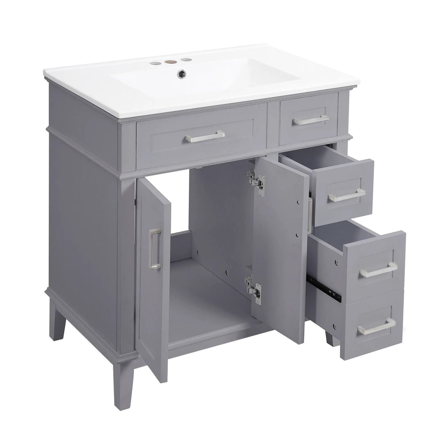 Modern Bathroom Vanity With Sink, Storage Cabinet, Soft Close Doors, Deep & Standard Drawers by HouseOfZazla