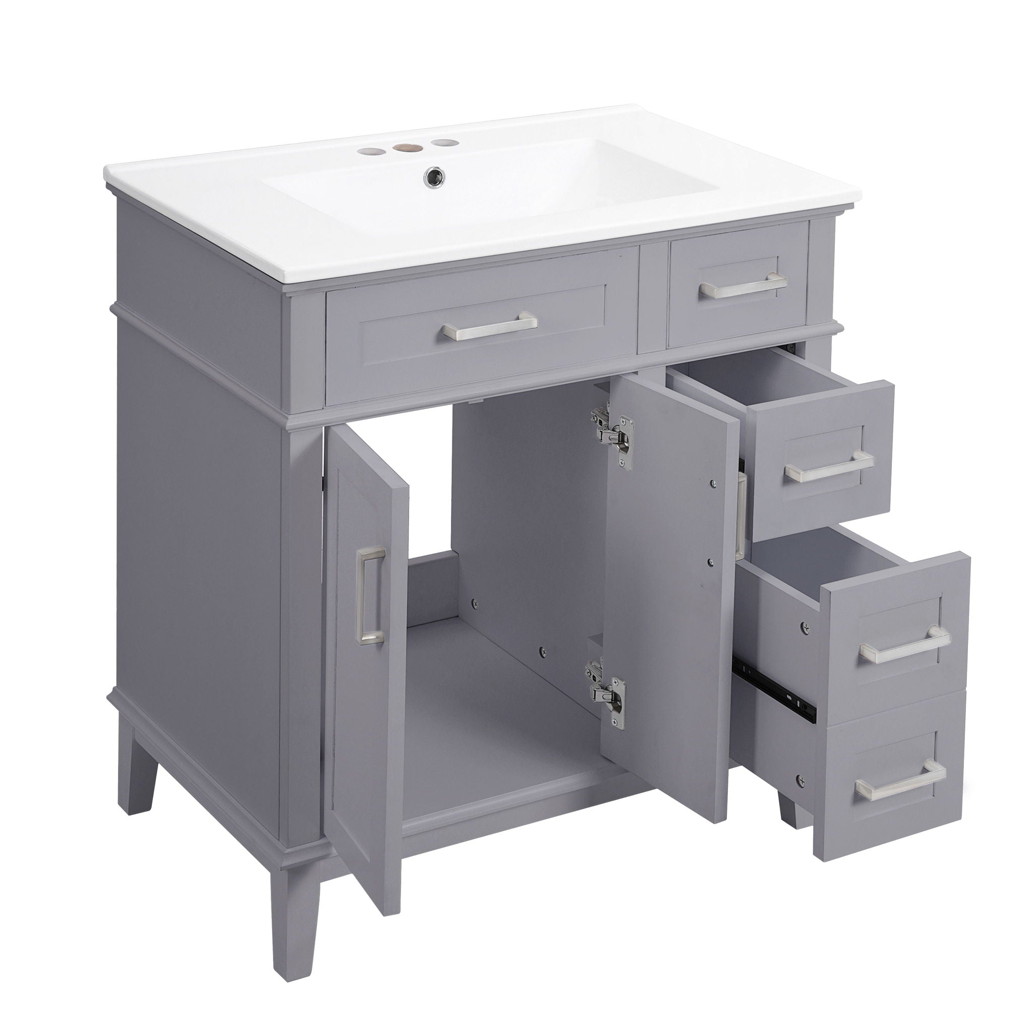 Modern Bathroom Vanity With Sink, Storage Cabinet, Soft Close Doors, Deep & Standard Drawers by HouseOfZazla
