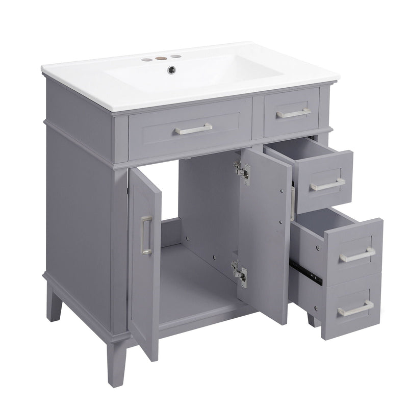 Modern Bathroom Vanity With Sink, Storage Cabinet, Soft Close Doors, Deep & Standard Drawers by HouseOfZazla