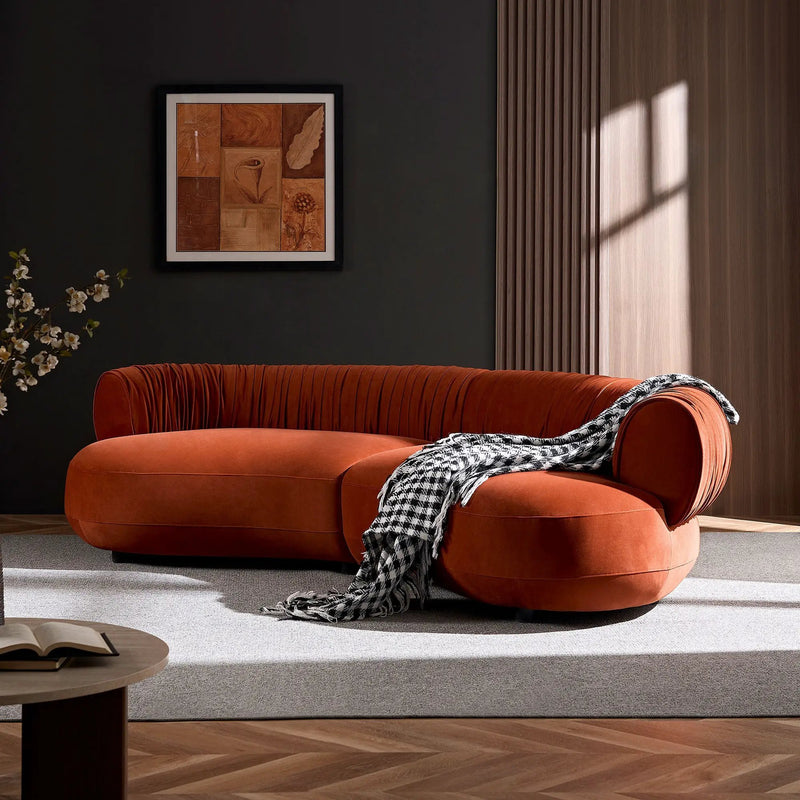 Modern Curved Sofa with Elegant Crescent Silhouette Design by HouseOfZazla