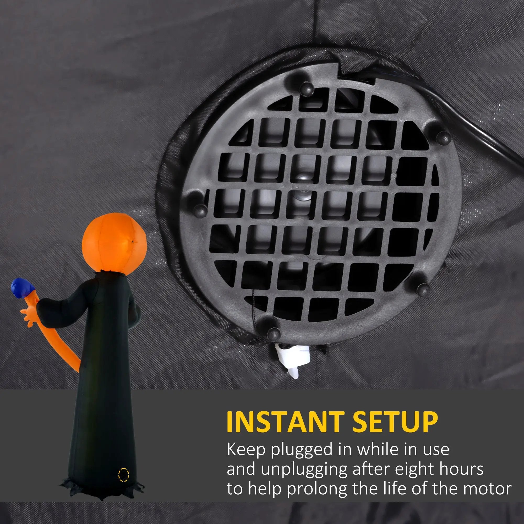 10-Foot Inflatable Pumpkin Ghost with LED Illumination and Hammer Prop by HouseOfZazla