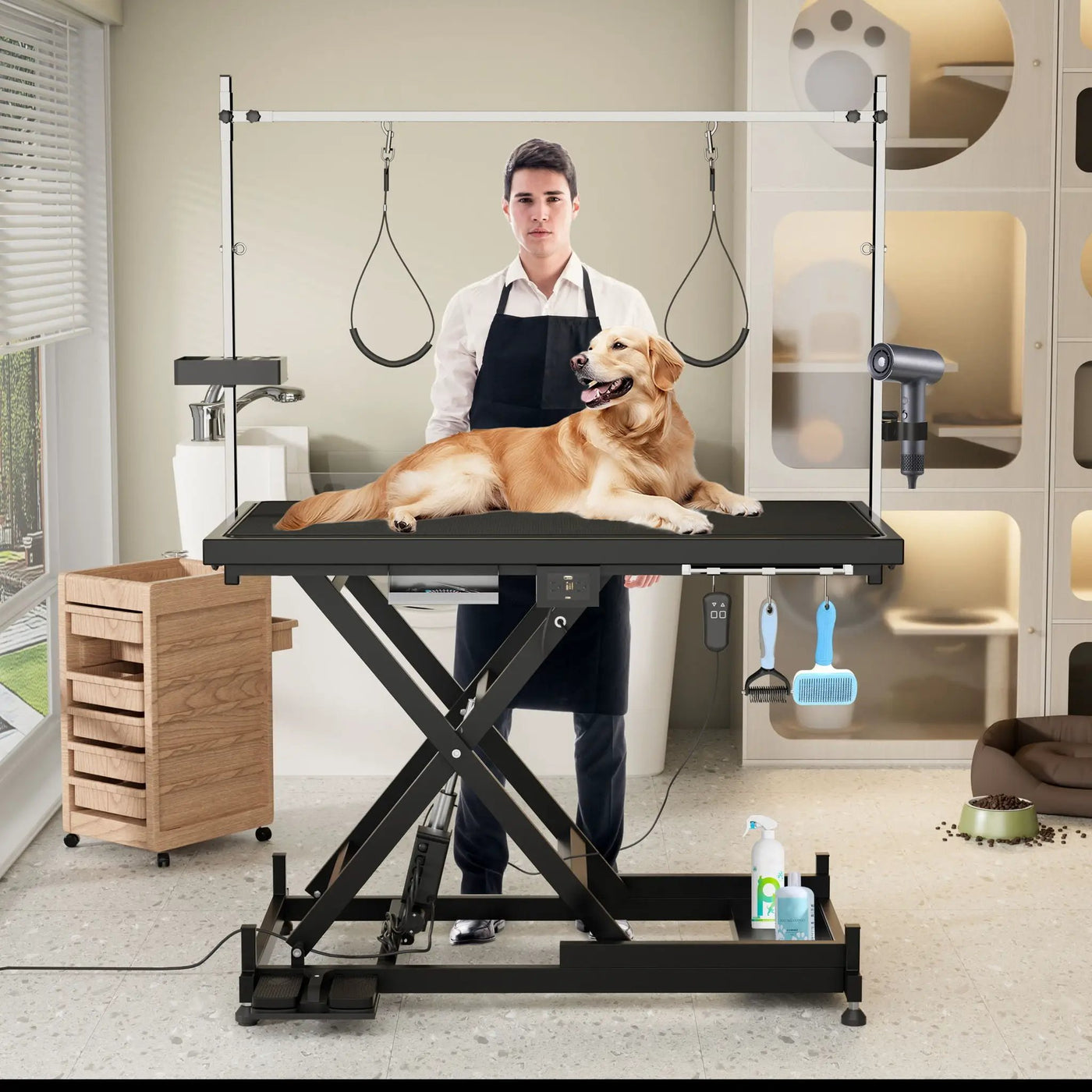 Super Deluxe Electric Pet Grooming Table, Height Adjustable by HouseOfZazla