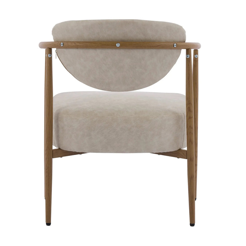 Beige PU Leather Dining Room Chair with Metal Frame by HouseOfZazla