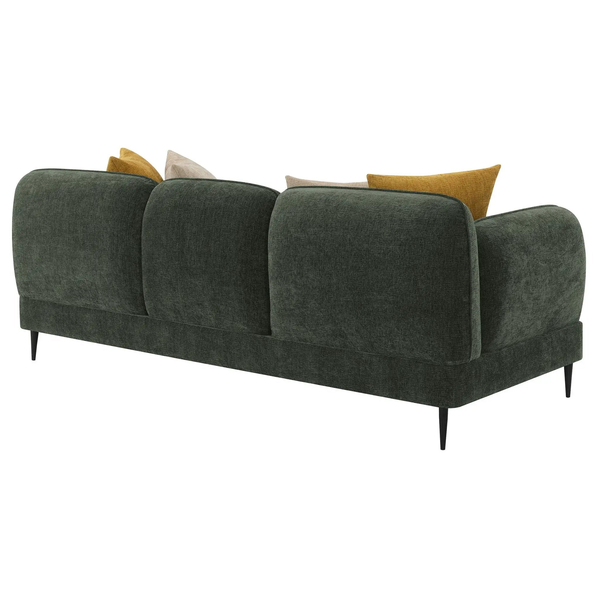 Jade Chenille Upholstered Modern Track Arm Sofa Green by Unique Piece Furniture