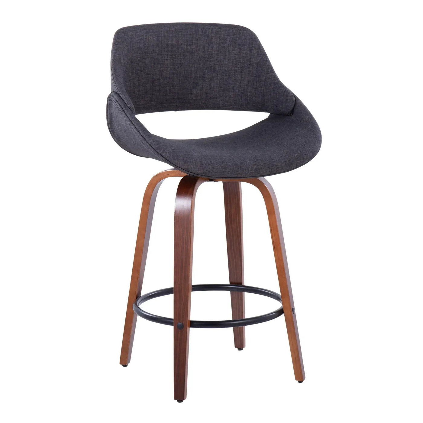 Fabrico - Mid Century Modern Fixed Height Counter Stool & Round Footrest (Set of 2) by HouseOfZazla