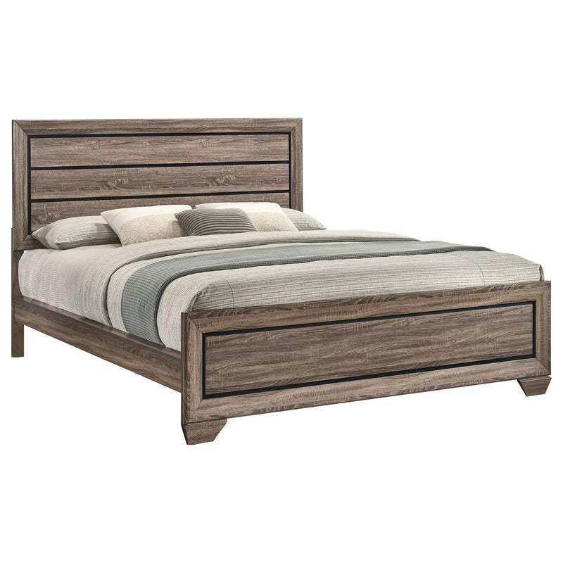 Kauffman Wood California King Panel Bed Washed Taupe by Unique Piece Furniture