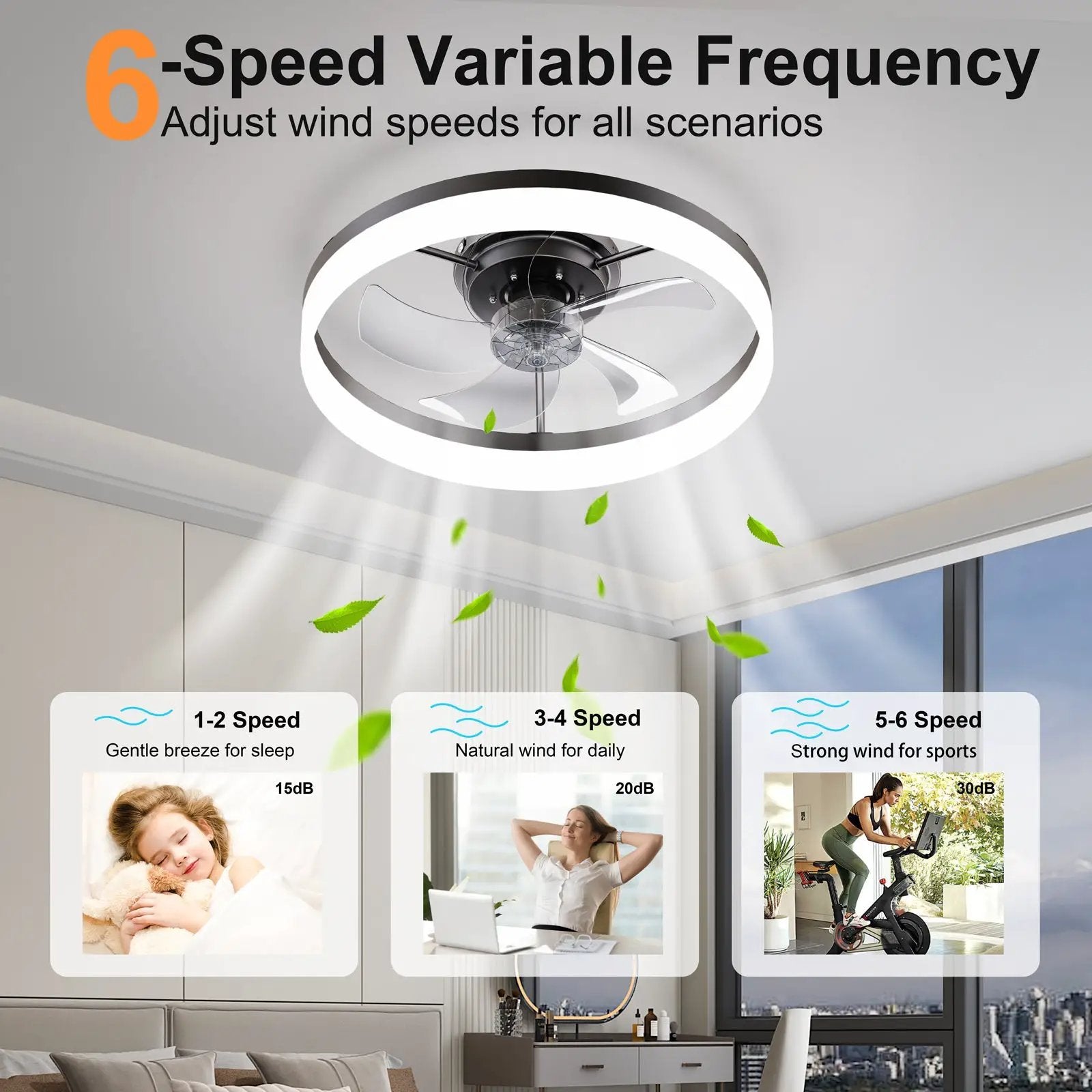 19.7" LED Ceiling Fan Light with Remote & App Control by HouseOfZazla