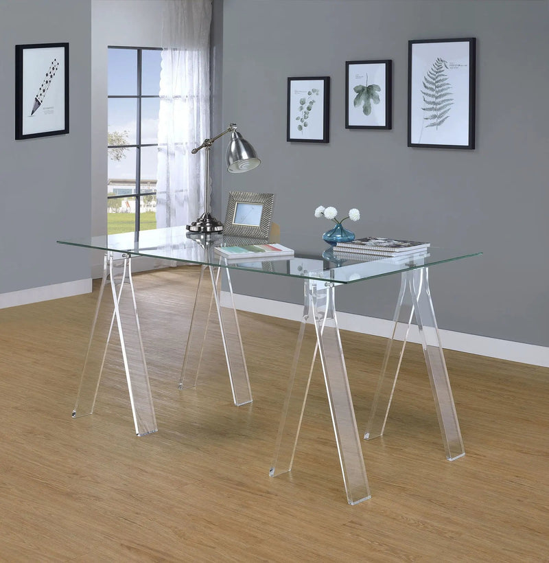 Amaturo 59-inch Glass Top Acrylic Writing Desk Clear by Unique Piece Furniture