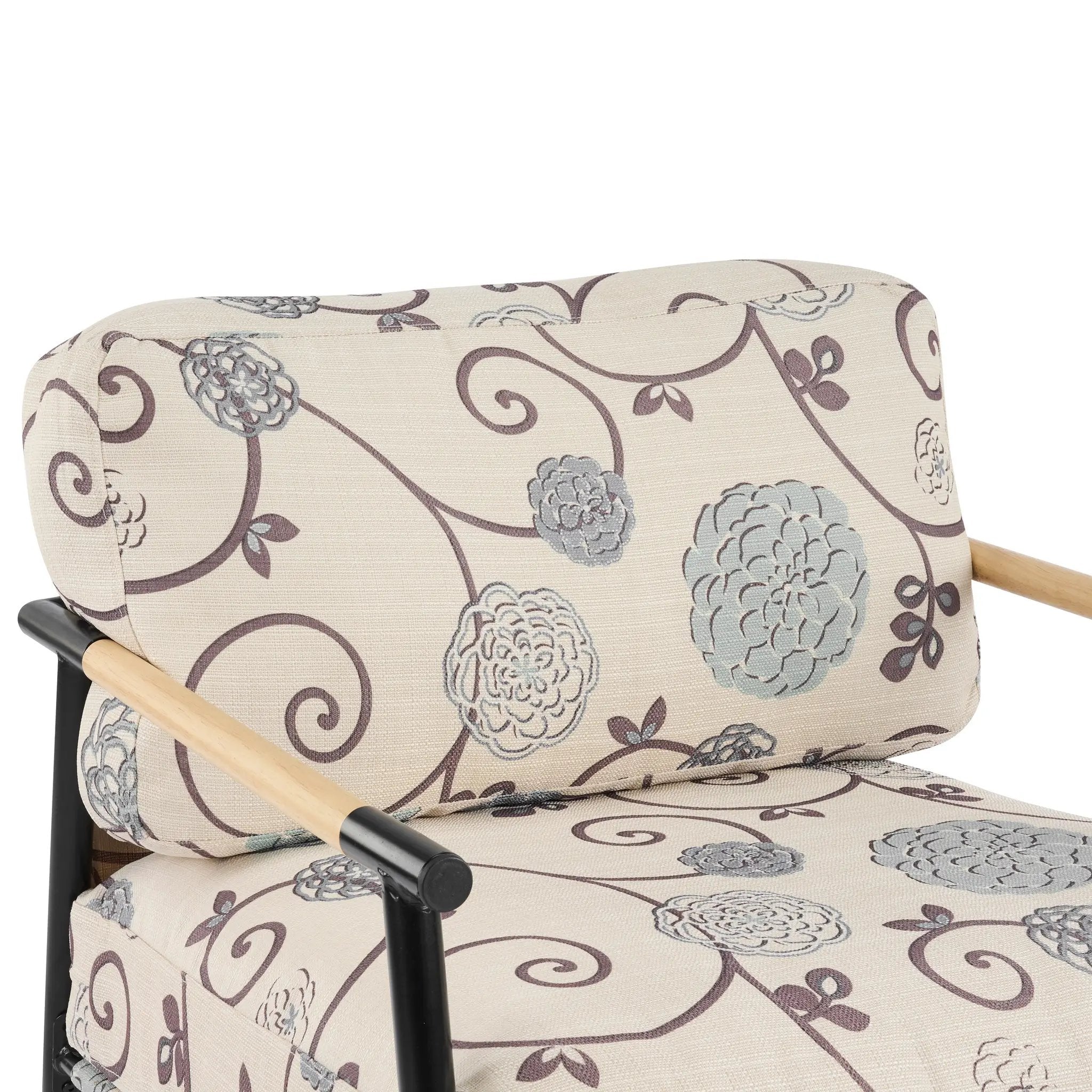 27.56" Modern Accent Chair with Plush Cushions and Wooden Armrests by HouseOfZazla