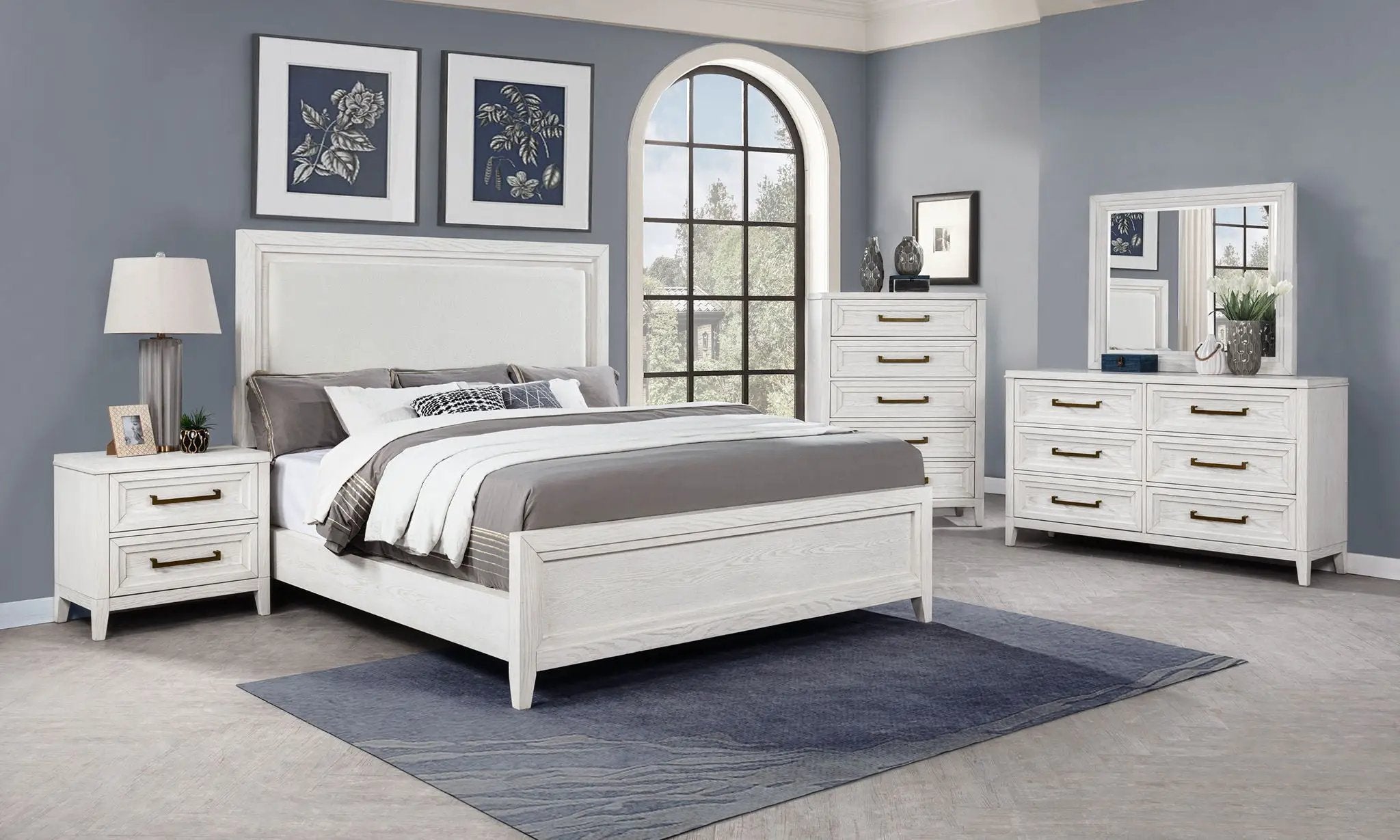 Marielle 5-piece Eastern King Bedroom Set Distressed White by Unique Piece Furniture