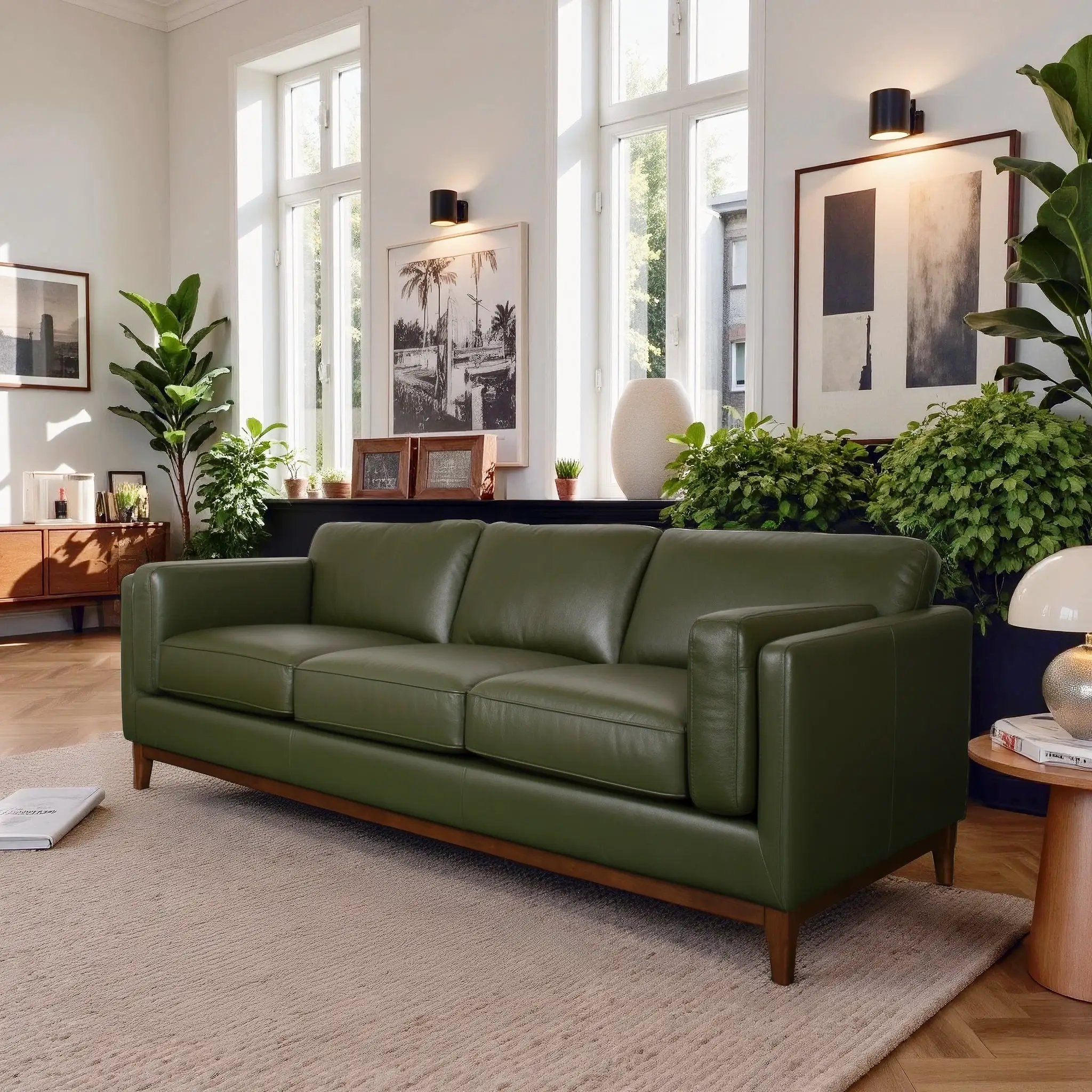 Raleigh Sustainable Wood 3-Seater Top Grain Genuine Leather Sofa by HouseOfZazla
