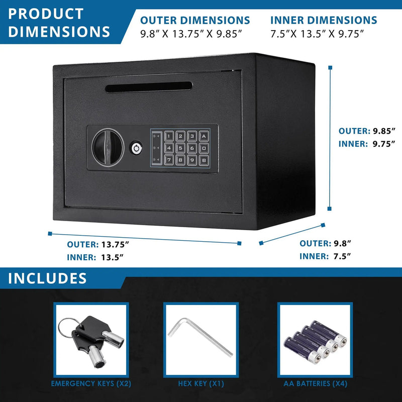 Compact Keypad Depository Safe - Black by HouseOfZazla