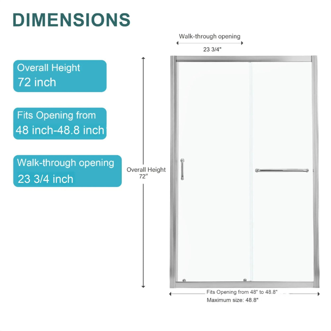 Single Sliding Bypass Shower Door Tempered Glass Enclosure by HouseOfZazla