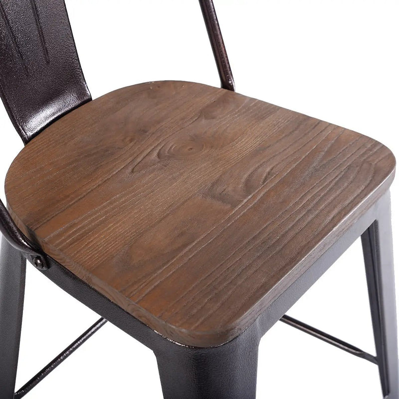 Set of 4 Industrial Metal Counter Stool Dining Chairs with Removable Backrests by DirectDeals