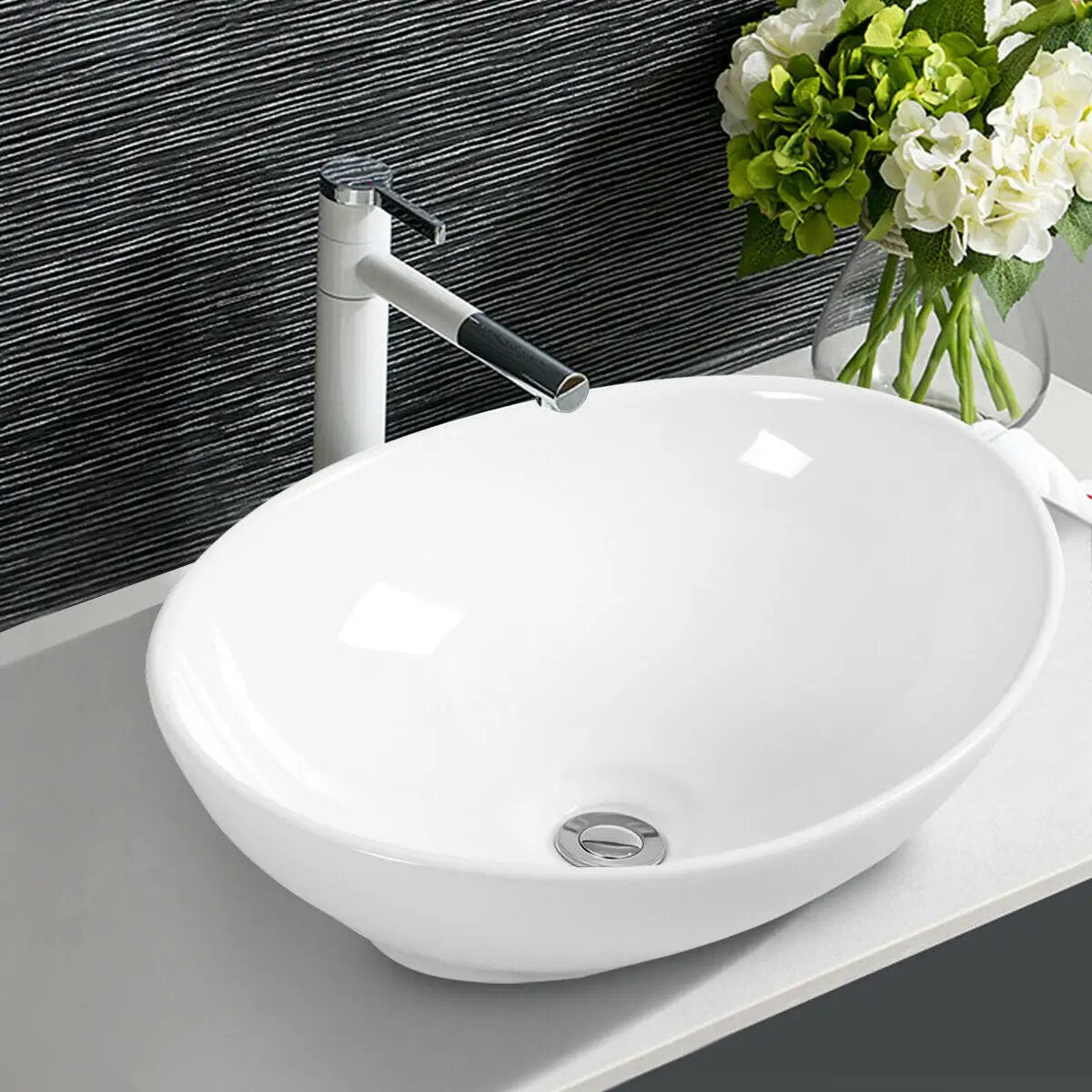 Oval Bathroom Basin Ceramic Vessel Sink by DirectDeals