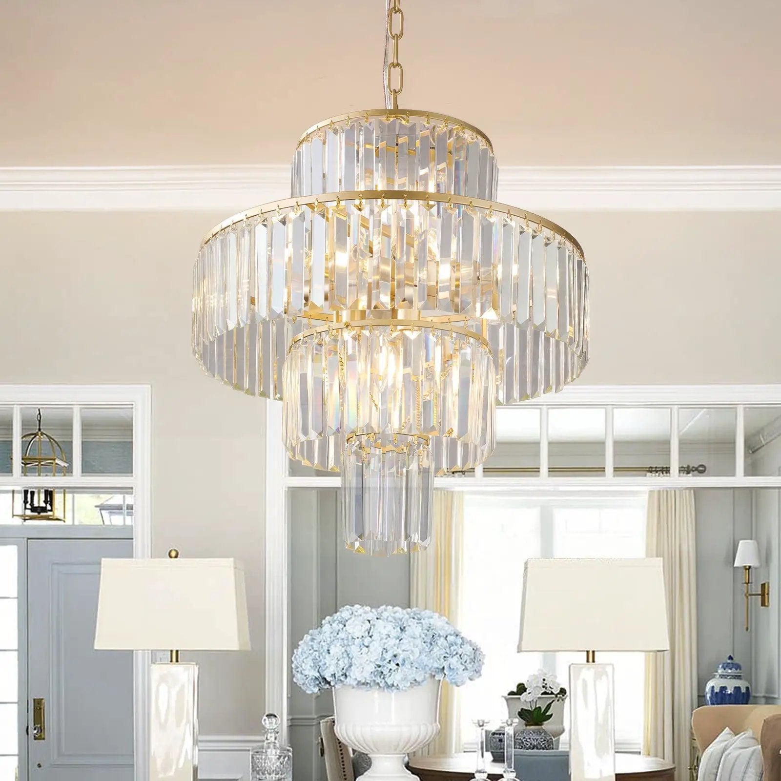20' Modern Crystal Chandelier with Gold Finish by HouseOfZazla