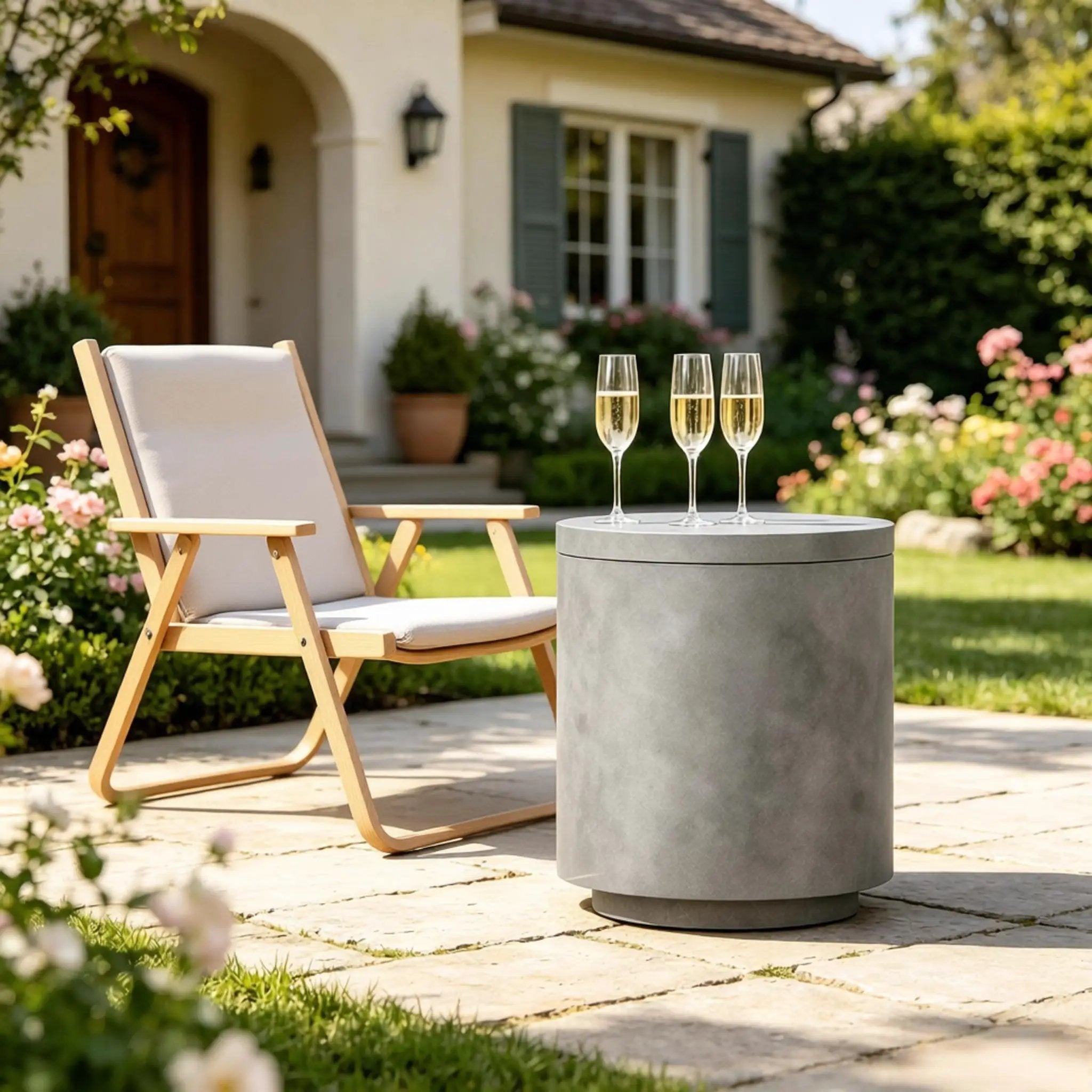 Portable Storage Box, Pool Ice Cooler, Cooler Side Table, Modern Balcony Table by HouseOfZazla