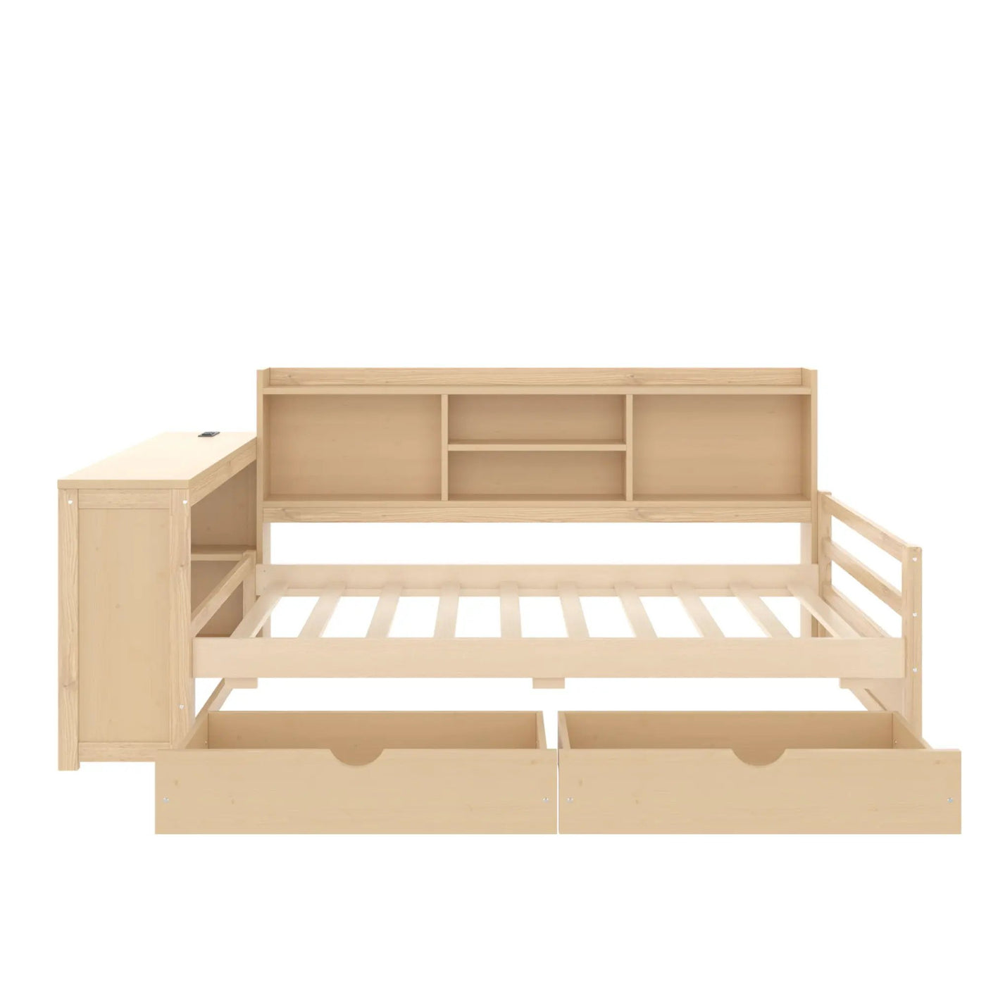 Corner Daybed With Storage Drawers, Desk, Charging Port & Bookcase by HouseOfZazla