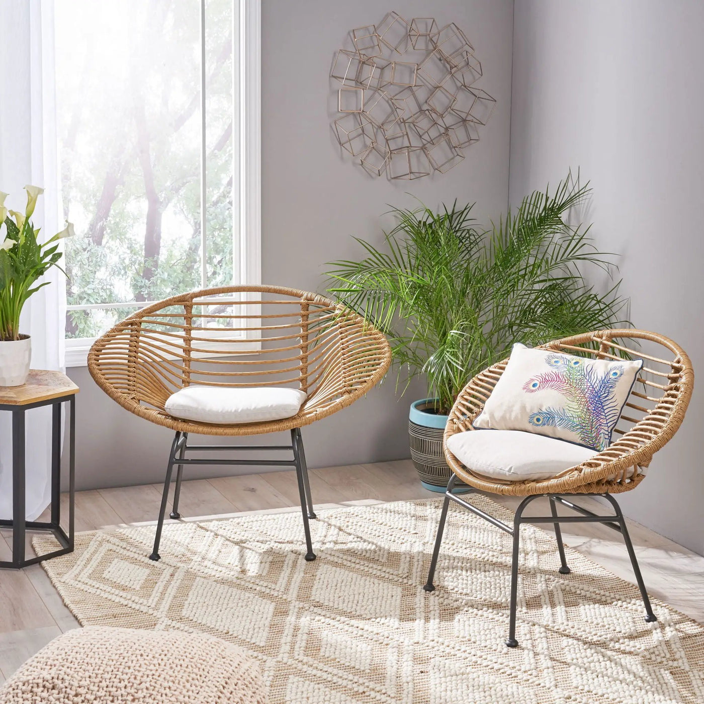 Cordella Outdoor Woven Wicker Chairs with Cushions, Set of 2 by HouseOfZazla