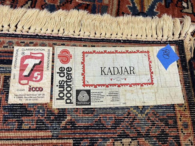 Heriz Rug 5.6 x 8, Geometric Medallion, Wool Oriental Carpet, Tribal Boho Rug, Red Navy Blue Cream, Belgium Power Loomed Rug, Medium Sized by Jewel Rugs