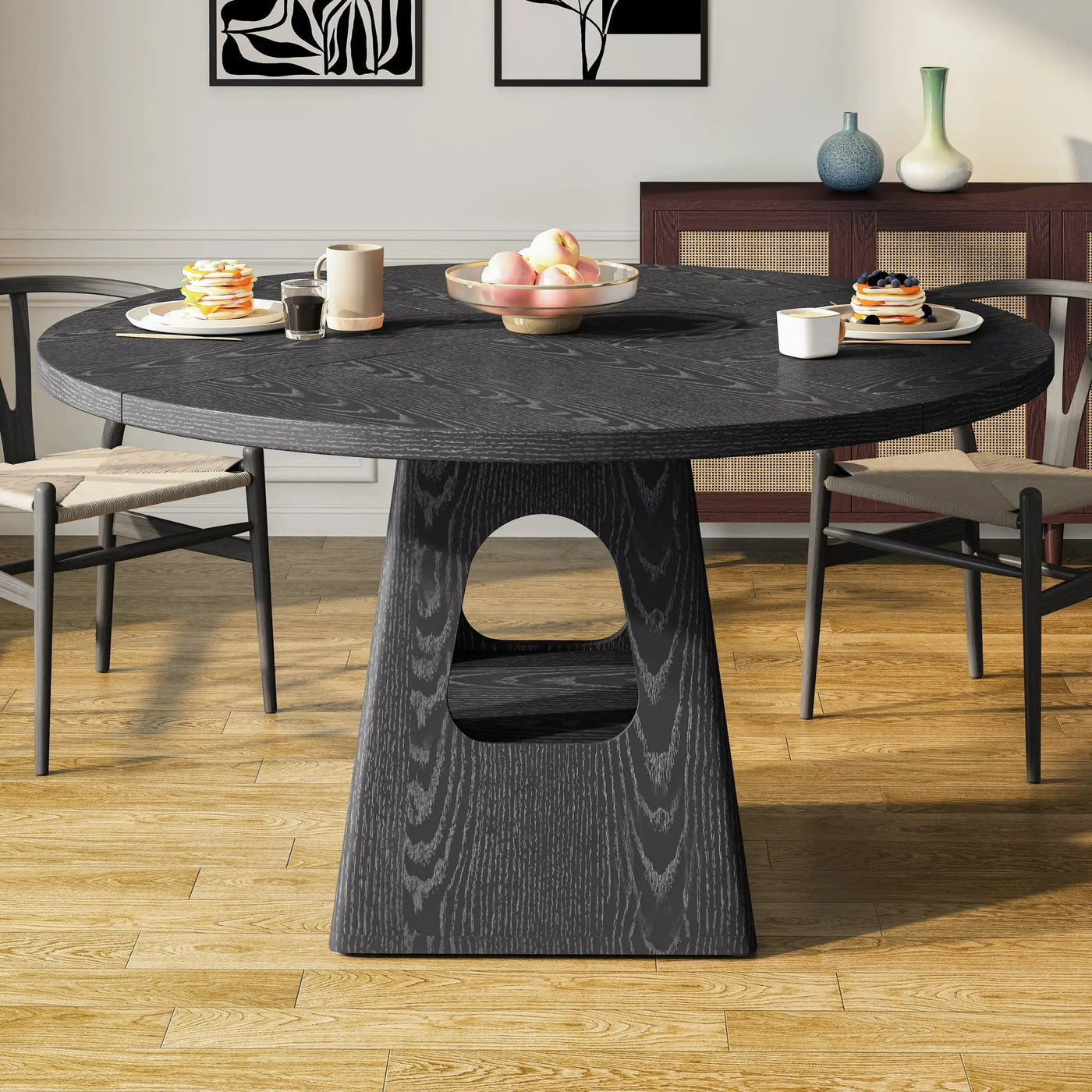 Farmhouse Round Dining Table With Storage Base by HouseOfZazla