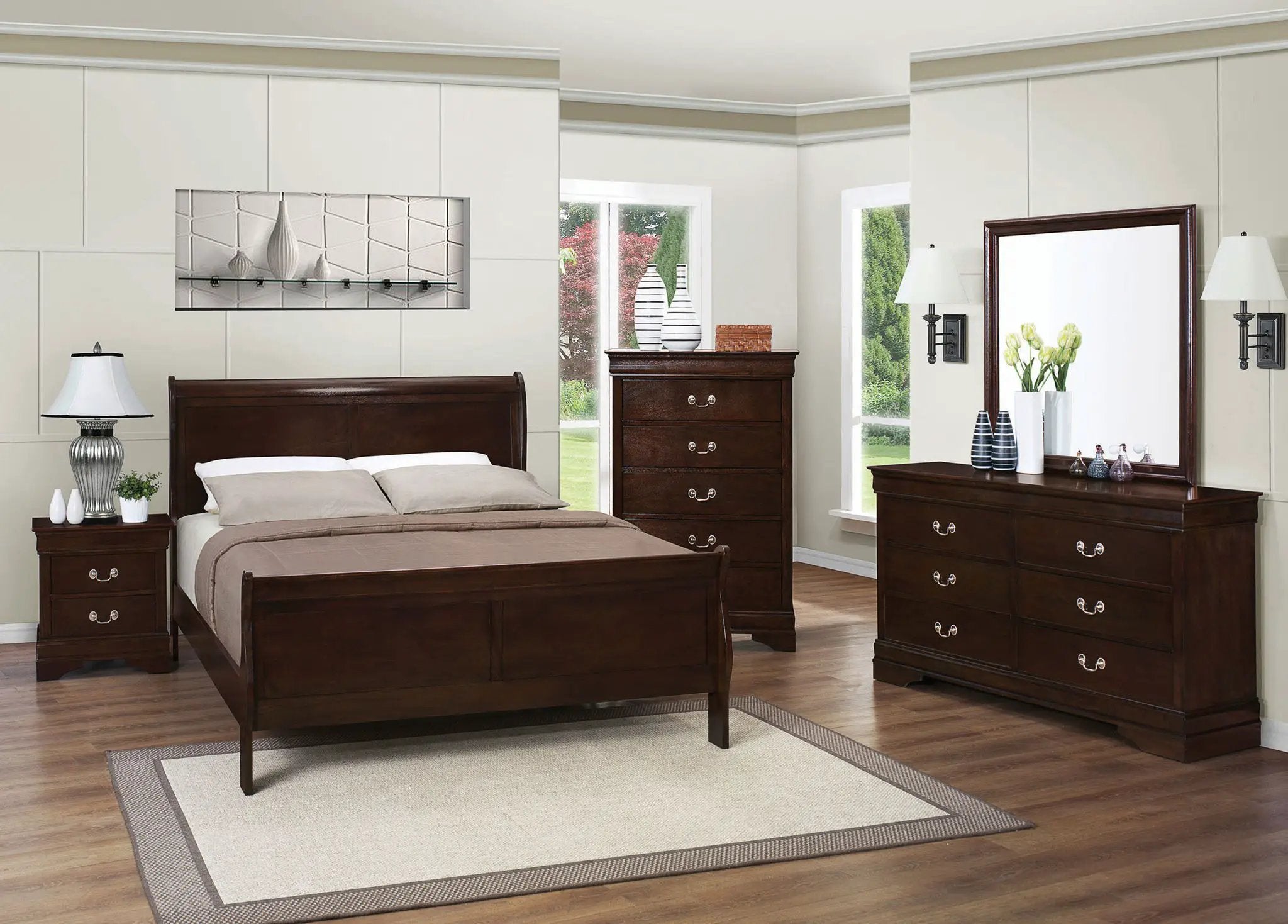 Louis Philippe 5-piece Eastern King Bedroom Set Cappuccino by Unique Piece Furniture
