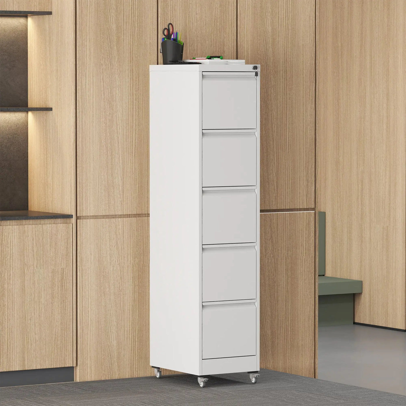 Drawer Metal Locking Vertical File Cabinet With Wheels Heavy Duty Lockable Storage by HouseOfZazla