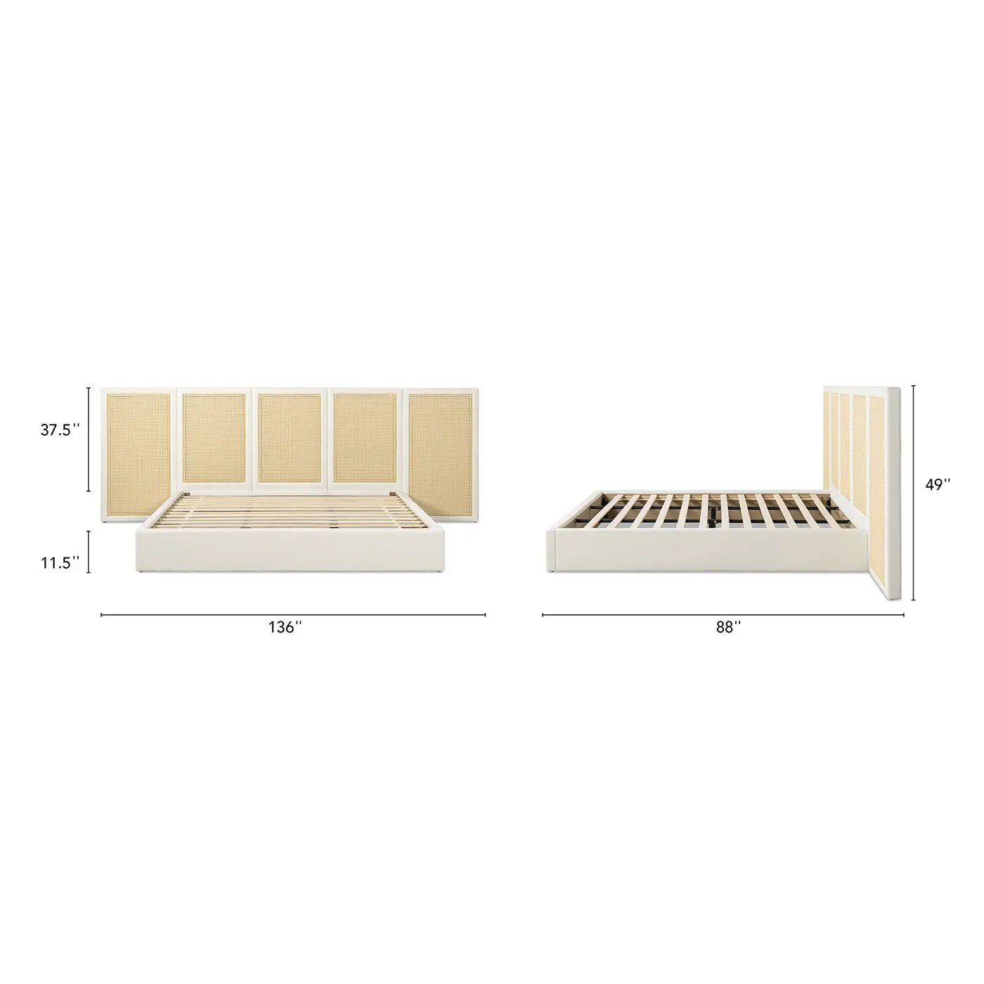 Capri Extended Headboard Cane Platform Bed, Antique by HouseOfZazla