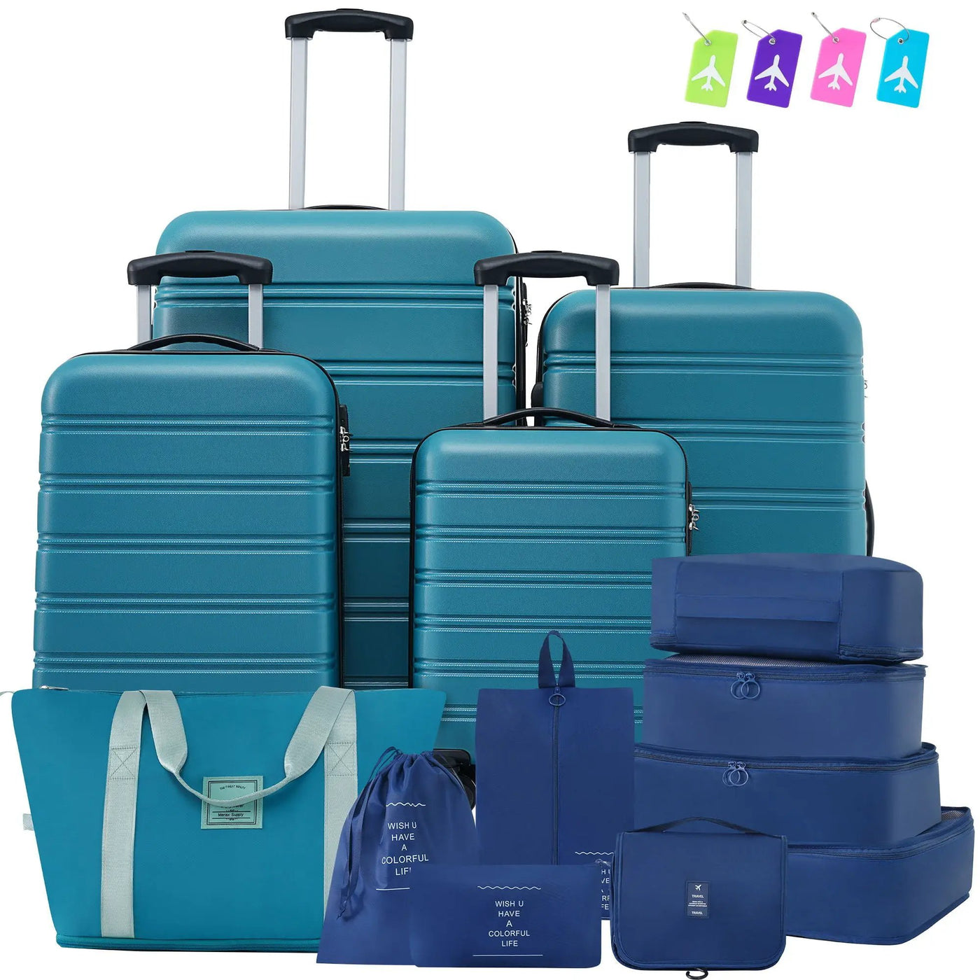 Hardshell Luggage Sets 4 Pieces + Bag Spinner Suitcase With Tsa Lock Lightweight - 16" / 20" / 24" / 28" Luggages by HouseOfZazla