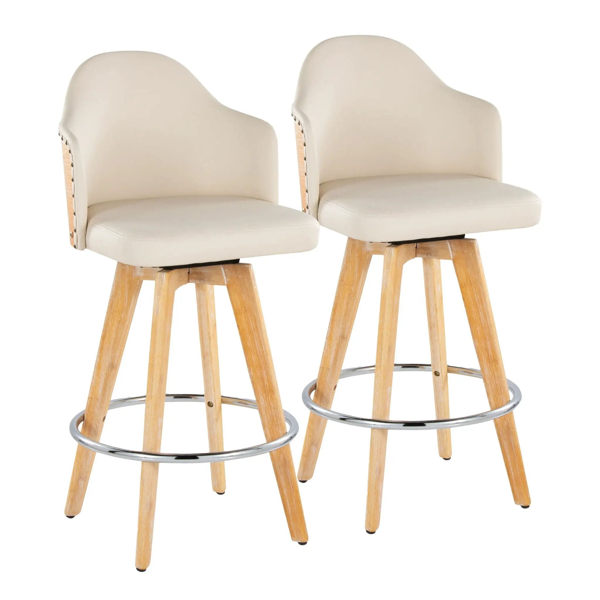 Ahoy - Contemporary Fixed Height Counter Stool & Round Footrest (Set of 2) by HouseOfZazla