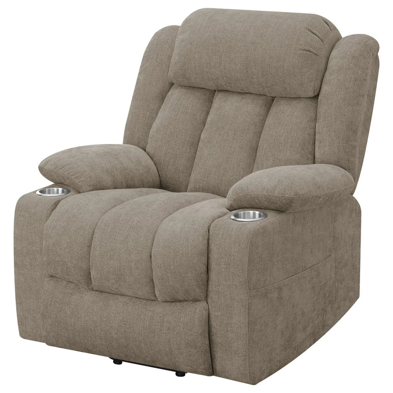 Beca - Upholstered Power Lift Recliner With Cupholders And USB Charging by HouseOfZazla