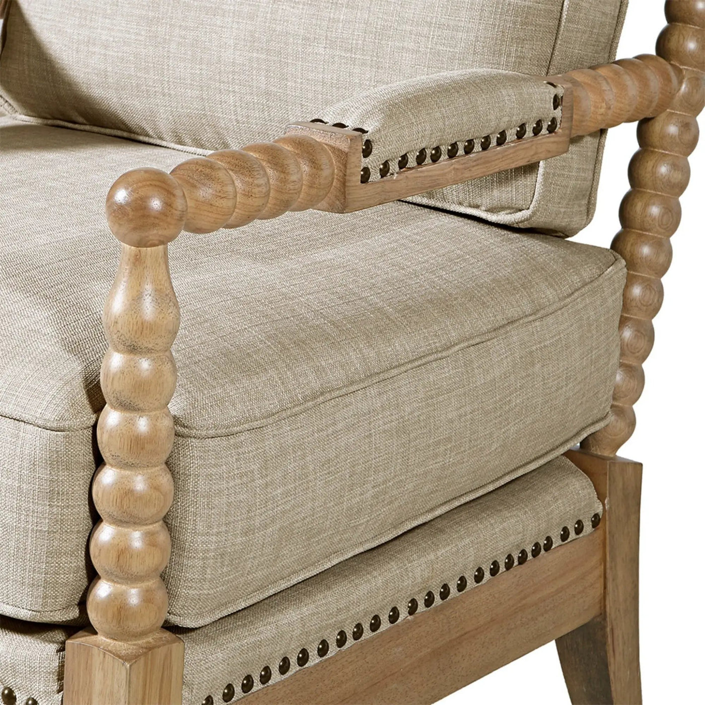 Arm Chair With Open Back Spindle Design, Padded Armrests by HouseOfZazla