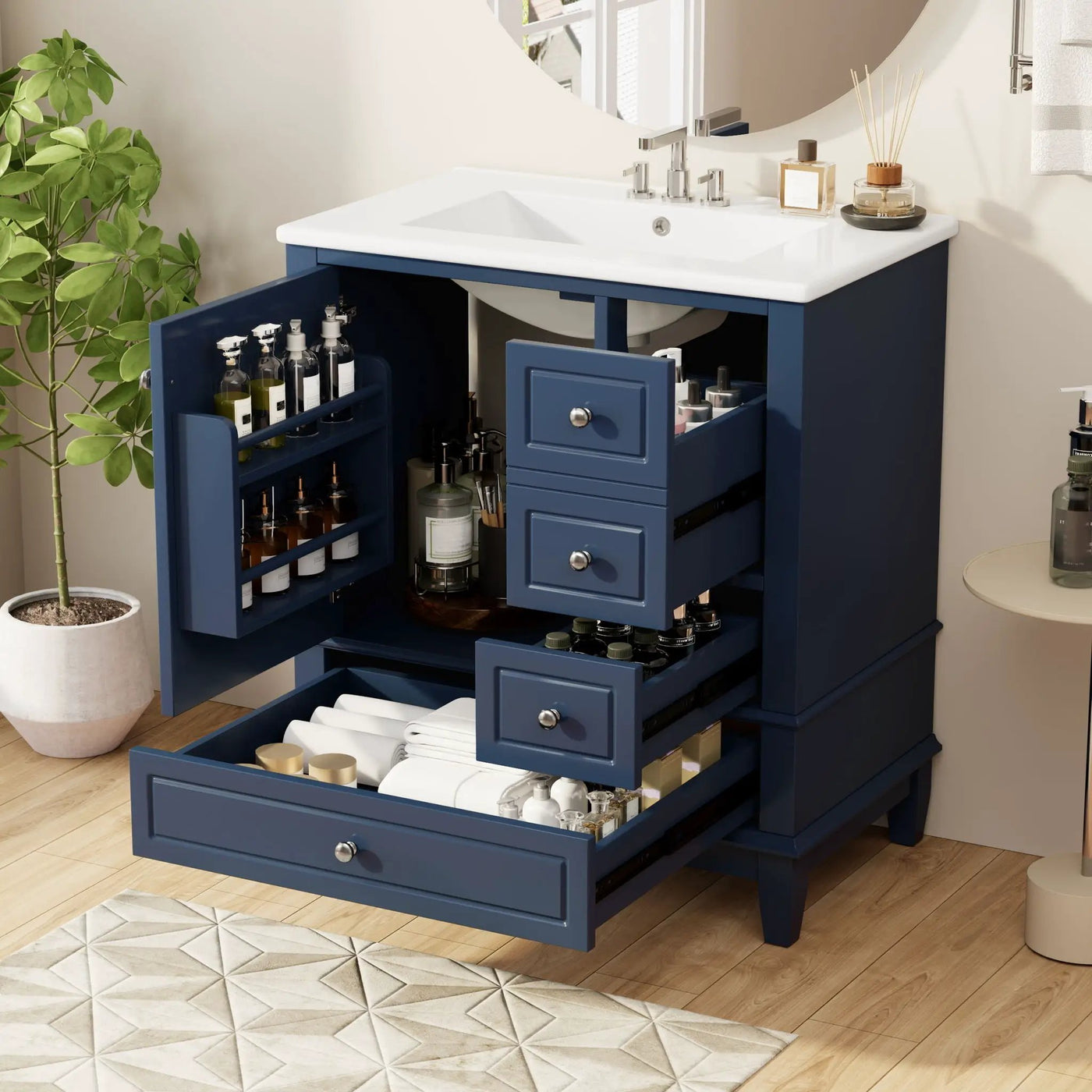 Freestanding Bathroom Vanity With Sink, Soft Close Door, 3 Drawers by HouseOfZazla