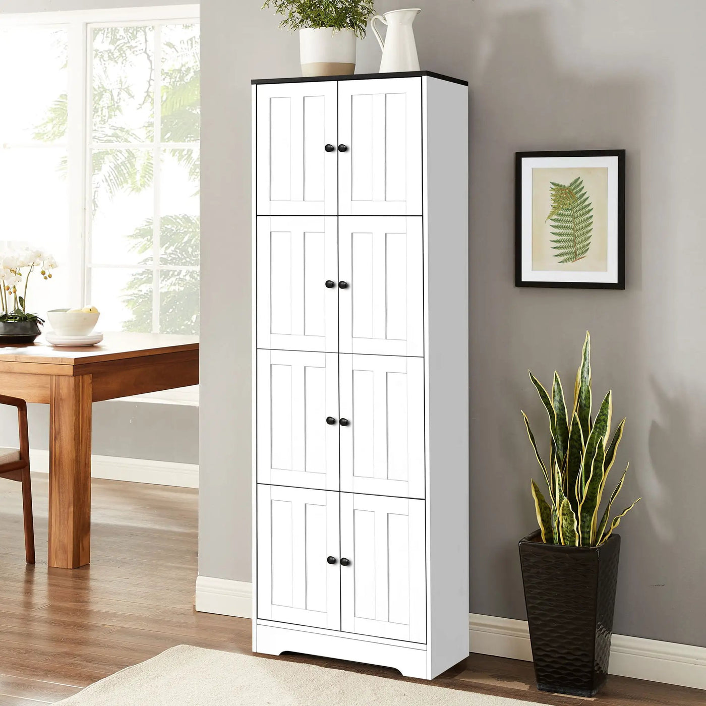 Tall Storage Cabinet With 8 Doors And 4 Shelves, Wall Storage Cabinet For Living Room, Kitchen, Office, Bedroom, Bathroom by Unique Piece Furniture