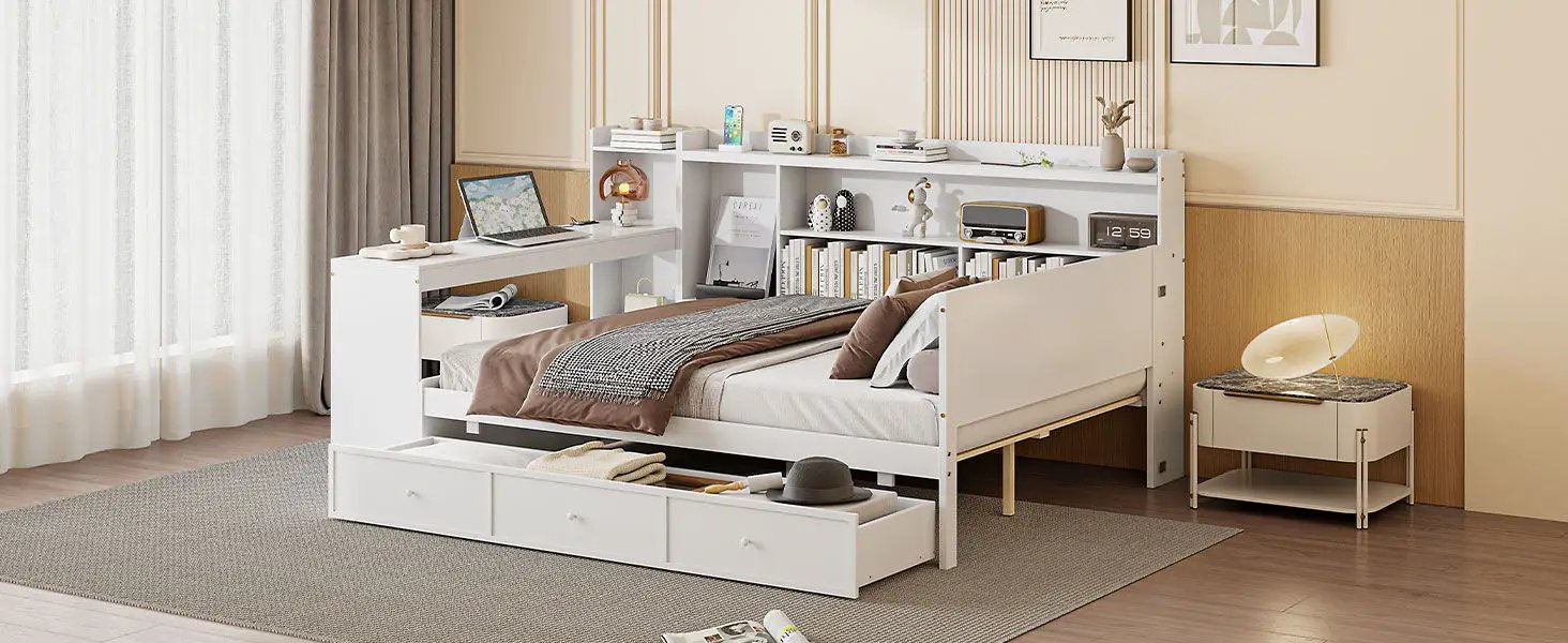 Daybed With 3 Drawers USB Ports And Desk by HouseOfZazla