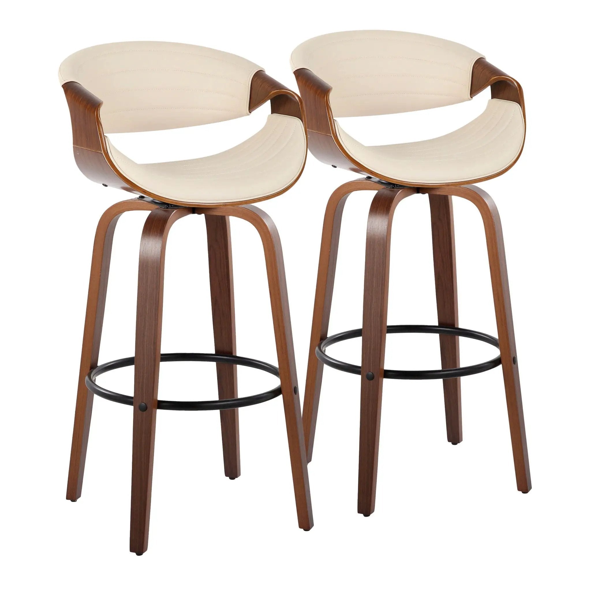 Symphony - Mid Century Modern Fixed Height Barstool With Swivel And Round Footrest (Set of 2) by Unique Piece Furniture