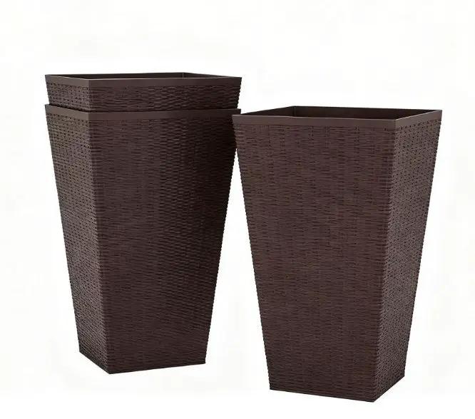 Outdoor Flower Plant Pots, Set of 3 Tall Planters with Drainage Hole by HouseOfZazla